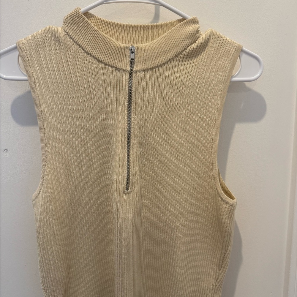 OAK + FORT Cream Ribbed Knit Top